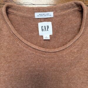 GAP Men's Linen-Cotton Rollneck Crewneck lightweight Sweater-Large-Heathered Cam